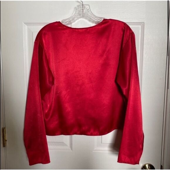 Victoria’s Secret Vintage Gold Label Red Satin Embroidered Top - Picture 2 of 8